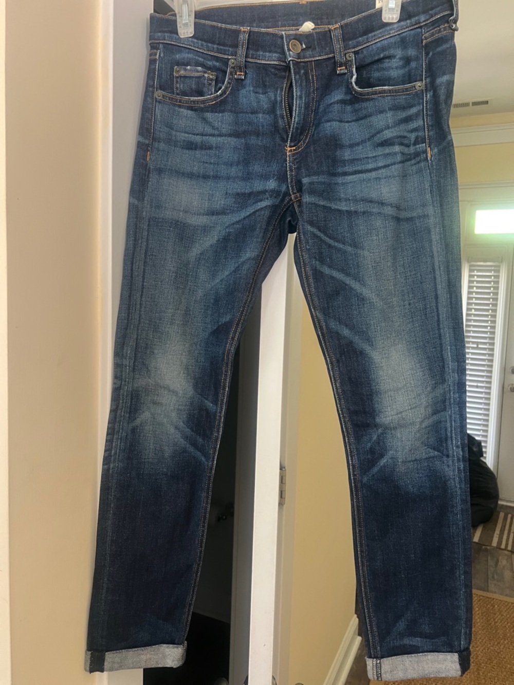 rag & bone The Dre women’s Faded Dark Blue Slim Straight Jeans